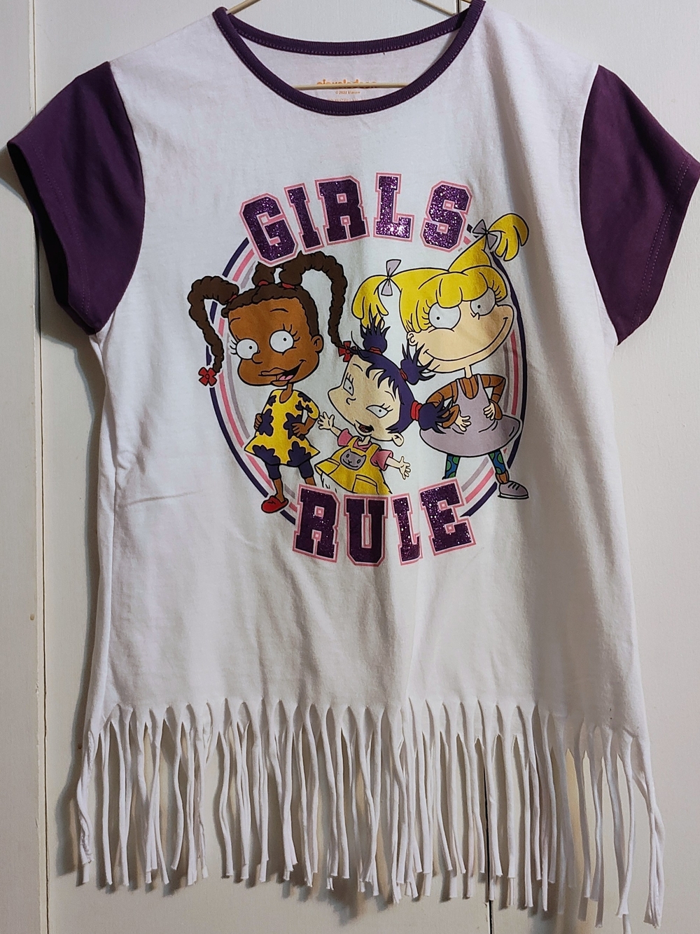 Nickelodeon Girls Rule White & Purple Fringe Tee
